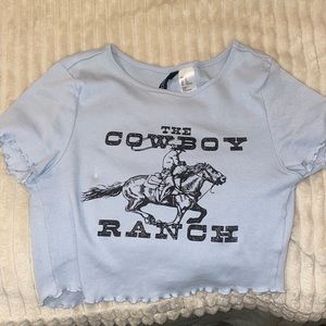 Baby blue cowboy crop top